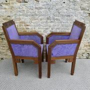 Paire de fauteuils en chêne, Ecole d'Amsterdam, années 30