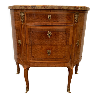 Chest of drawers in half moon style Louis XVI Marquetry with cube bottom XX century