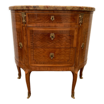 Chest of drawers in half moon style Louis XVI Marquetry with cube bottom XX century