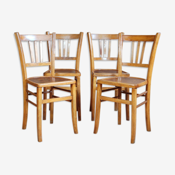 Set de 4 chaises bistrot comtoises années 40