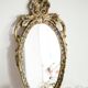 Miroir mural vintage style milieu du siècle avec décor fleurs en plâtre
