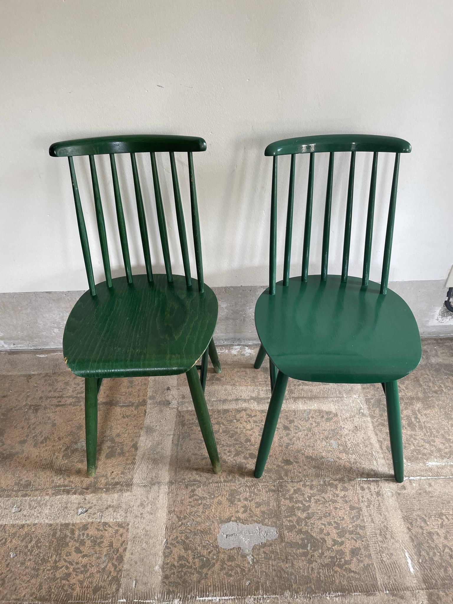 Cinq chaises Fanett vertes par Ilmari Tapiovaara pour Edsby-ken