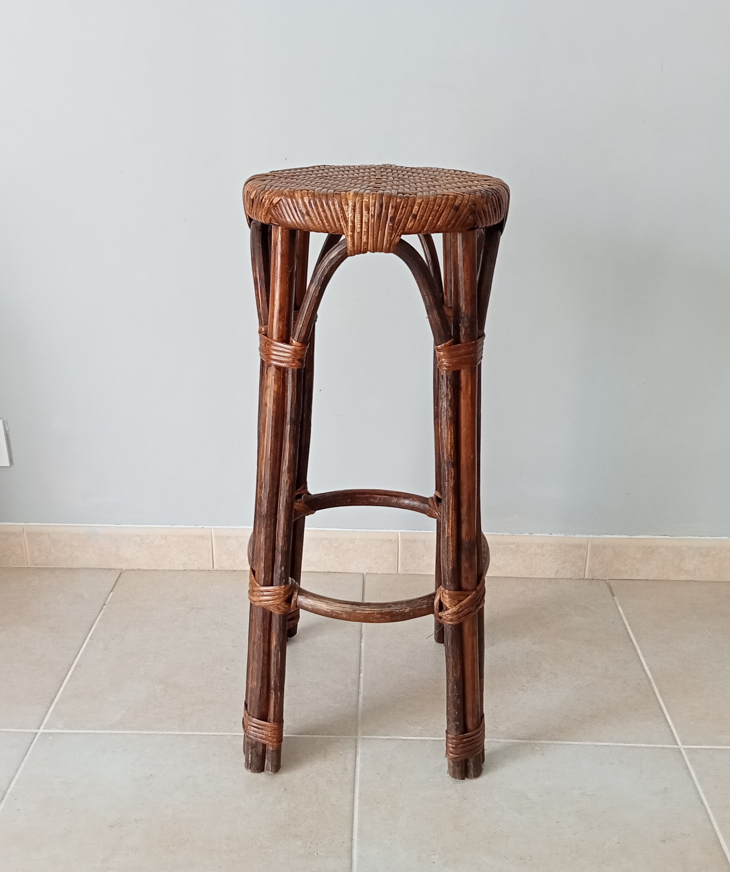 Vintage rattan high stool 60s/70s