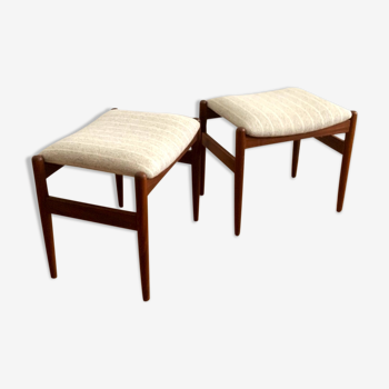 Footrest. Danish stool. Solid teak and 100% wool. Denmark 1960.
