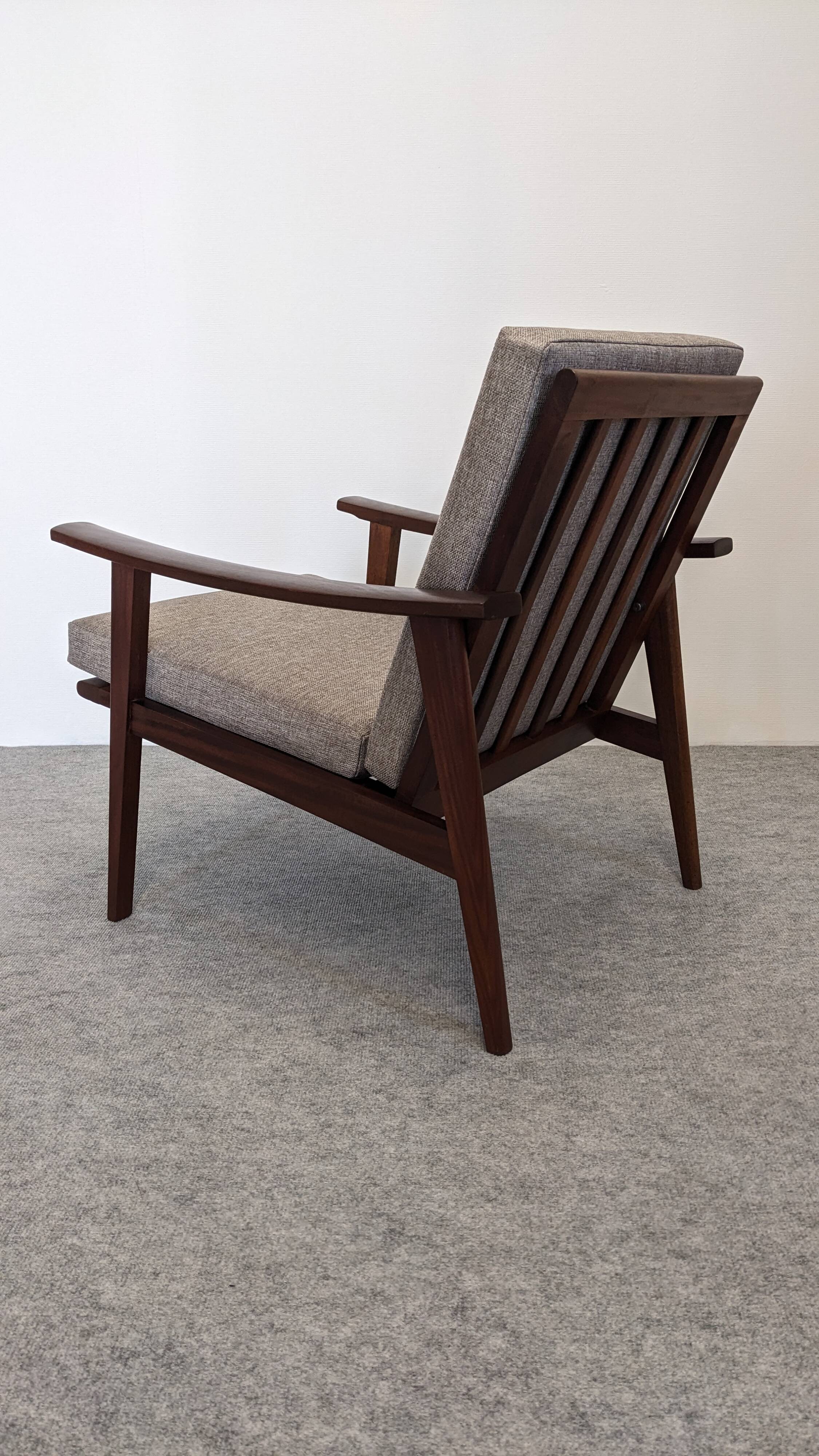 Scandinavian style armchair in teak, Eastern Europe around 1950.