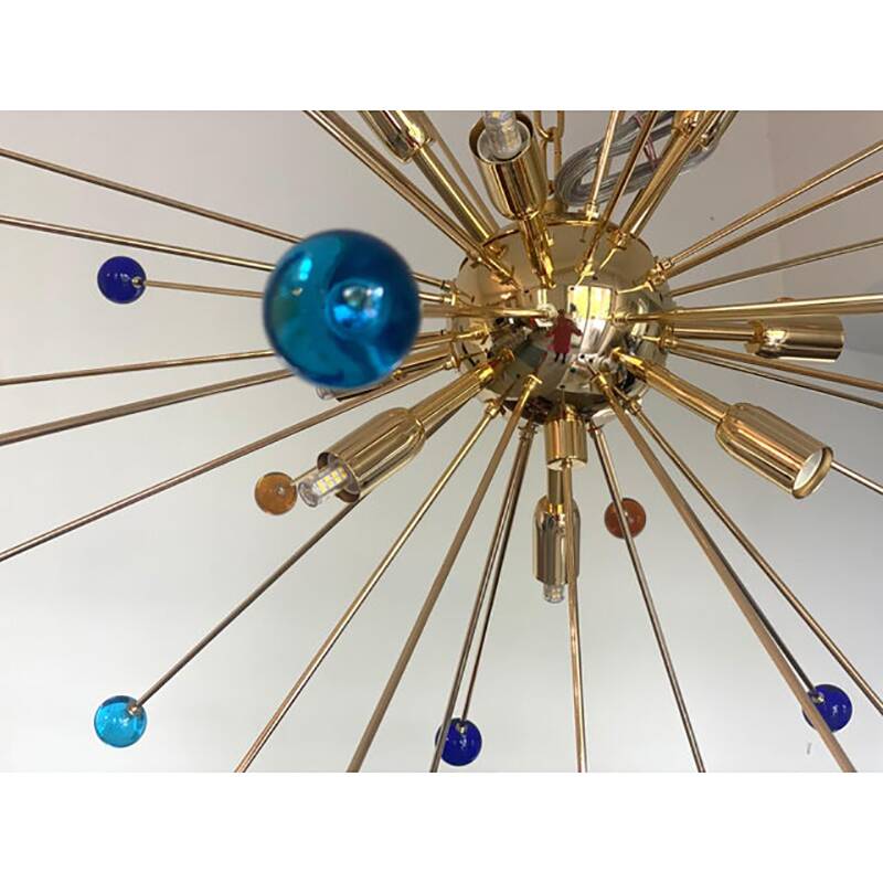 Contemporary Multicolor “Star” Murano Glass Sputnik Chandelier