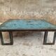 Table basse industrielle acier azur 90 x 110 cm