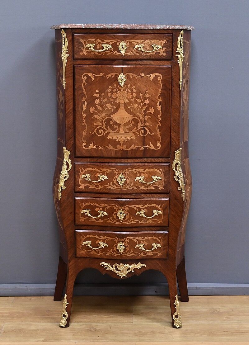 Secretary in precious wood marquetry, Transition style, Napoleon III period – Mid-19th century