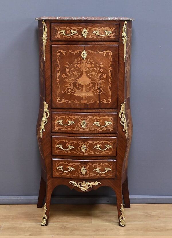 Secrétaire en marqueterie de bois précieux, style Transition, époque Napoléon III, milieu XIXe
