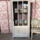 Small Parisian Art Deco glass cabinet with white patina - a timeless classic.