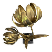 Table lamp with flowers in brass, Hollywood Jansen style.