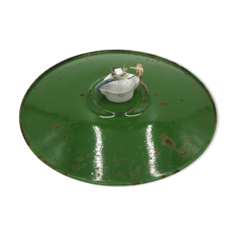 Suspension galette in green enamel