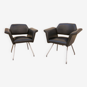 2 fauteuils par Joseph Andre Motte, Steiner, 1958