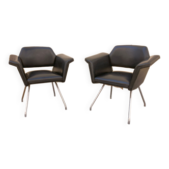 2 fauteuils par Joseph Andre Motte, Steiner, 1958