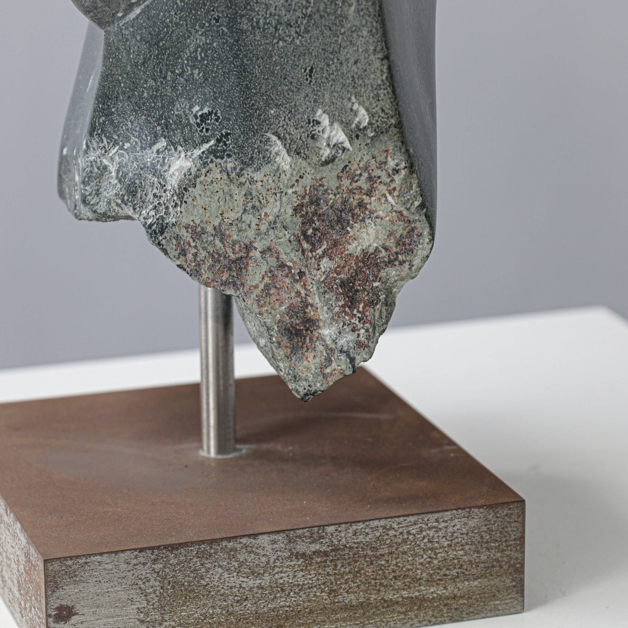 Abstract dolomite stone sculpture by Ineke van Zuuren, Netherlands, 1980s