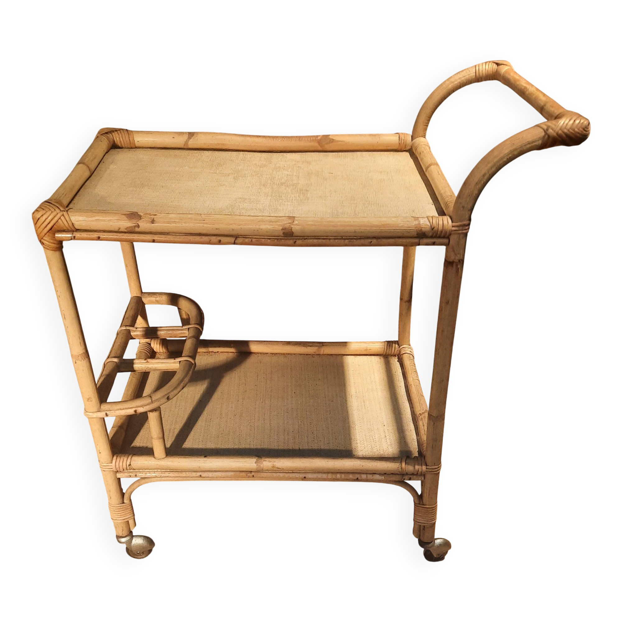Table roulante en bambou des année 1950