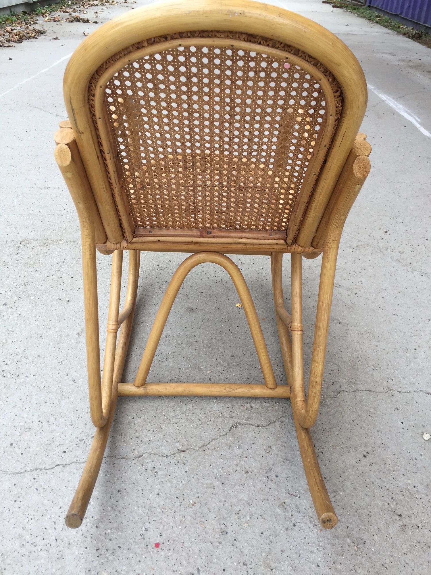 Rocking chair children wooden, rattan and canning circa 60/70