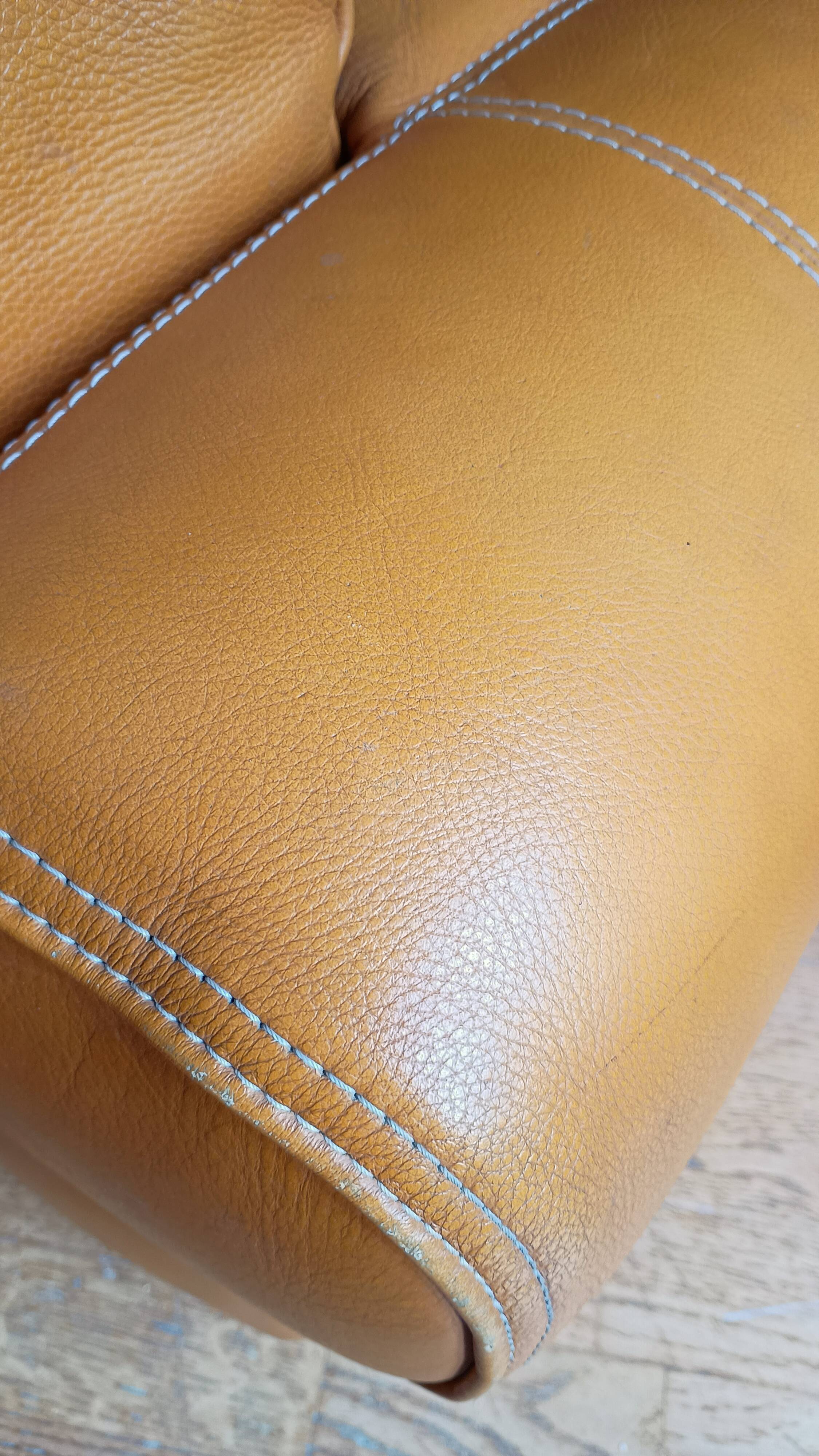 Camel leather armchair MARWAY