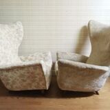 Fauteuil a oreilles "wingback chair" Bergere 1950 organique
