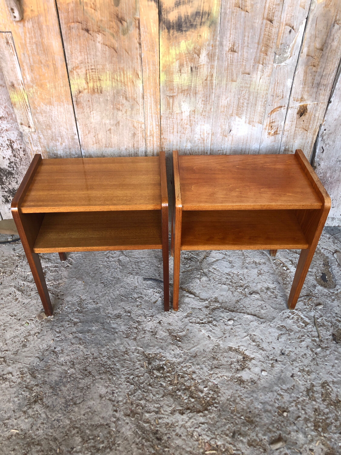 Pair of bedside table scandinavian vintage wood