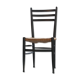 Ensemble vintage de 8 chaises de salle à manger en papercord noir italien, siège tissé, années 1950.