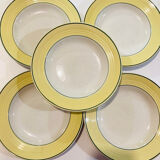 5 hollow plates ceranord faïence-provence yellow and green