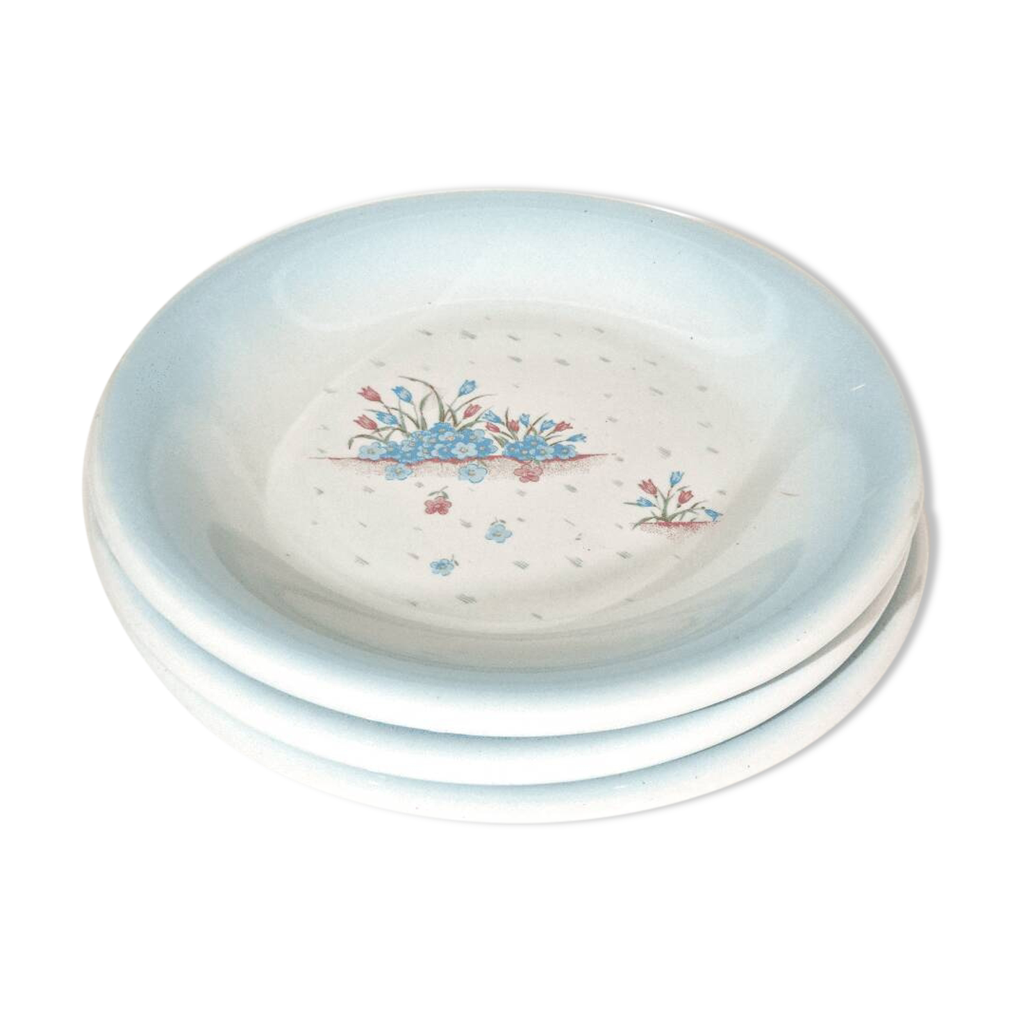 3 assiettes Primula décor Myosotis