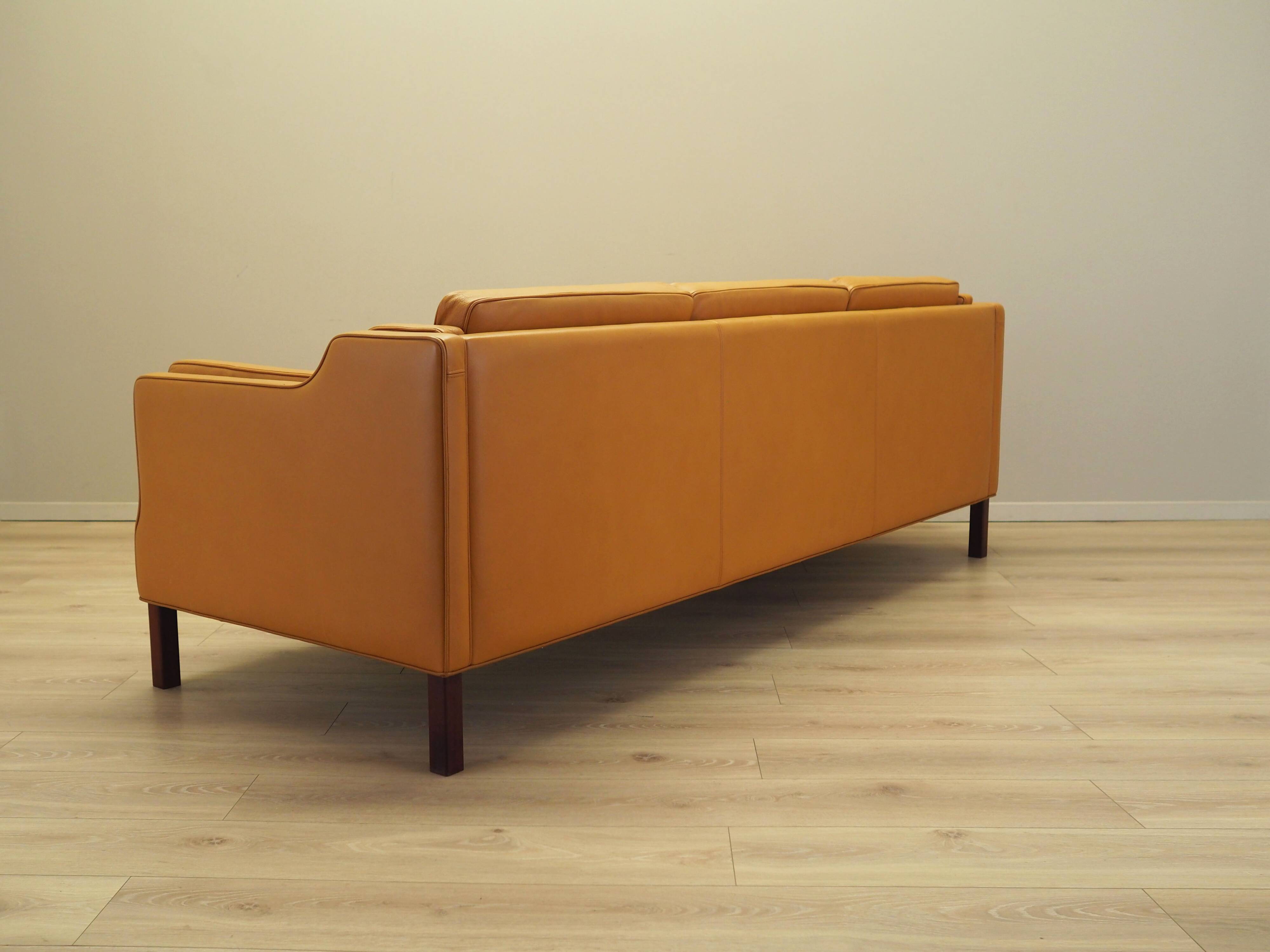 Orange leather sofa, Danish design, 1970s, production: Denmark