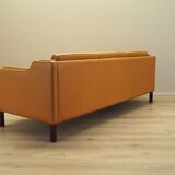 Orange leather sofa, Danish design, 1970s, production: Denmark