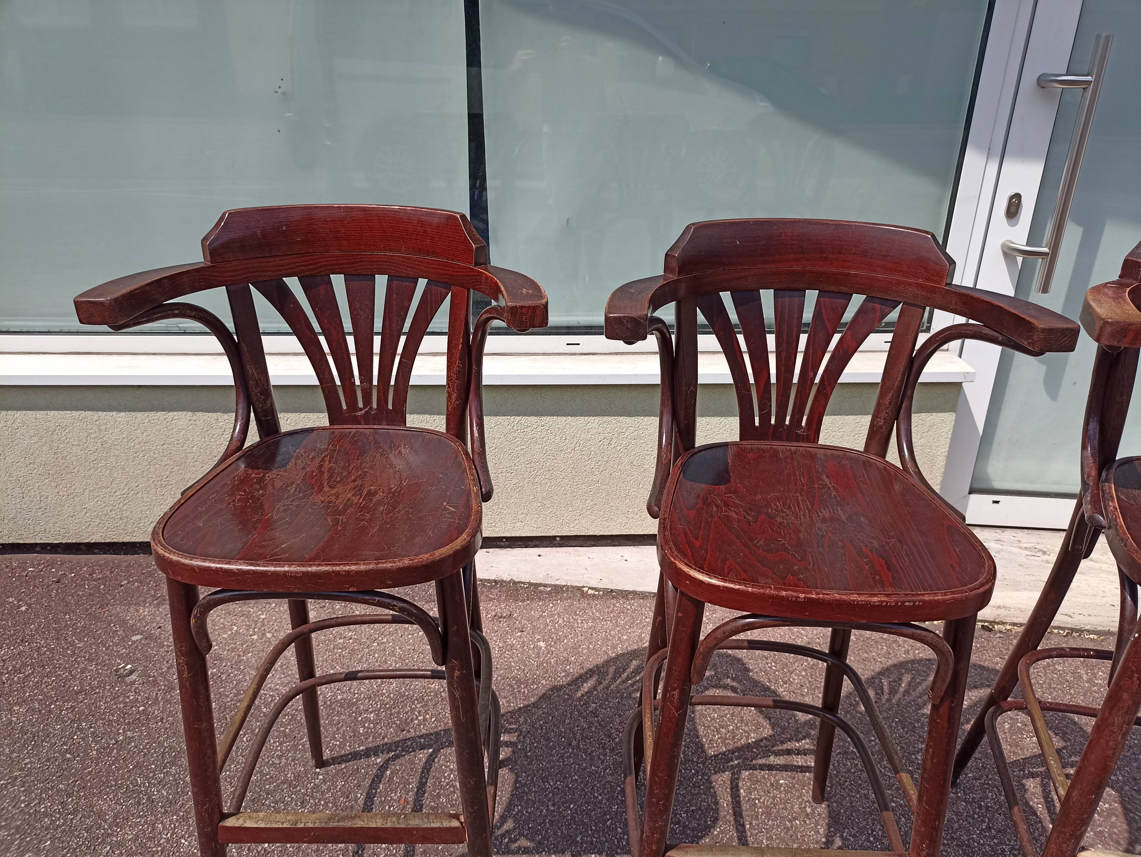 Lot de 3 tabouret de bar bistrot - bois - vintage
