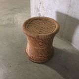 Rattan stool and rope years 70