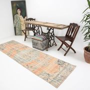 3x9 Pale Orange & Blue Vintage Runner Rug, 80x283Cm SK 6027