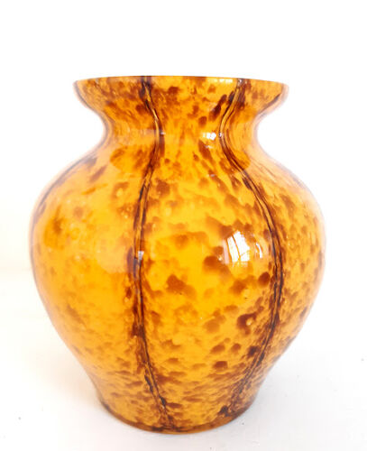 Vase verre soufflé jaune style Murano