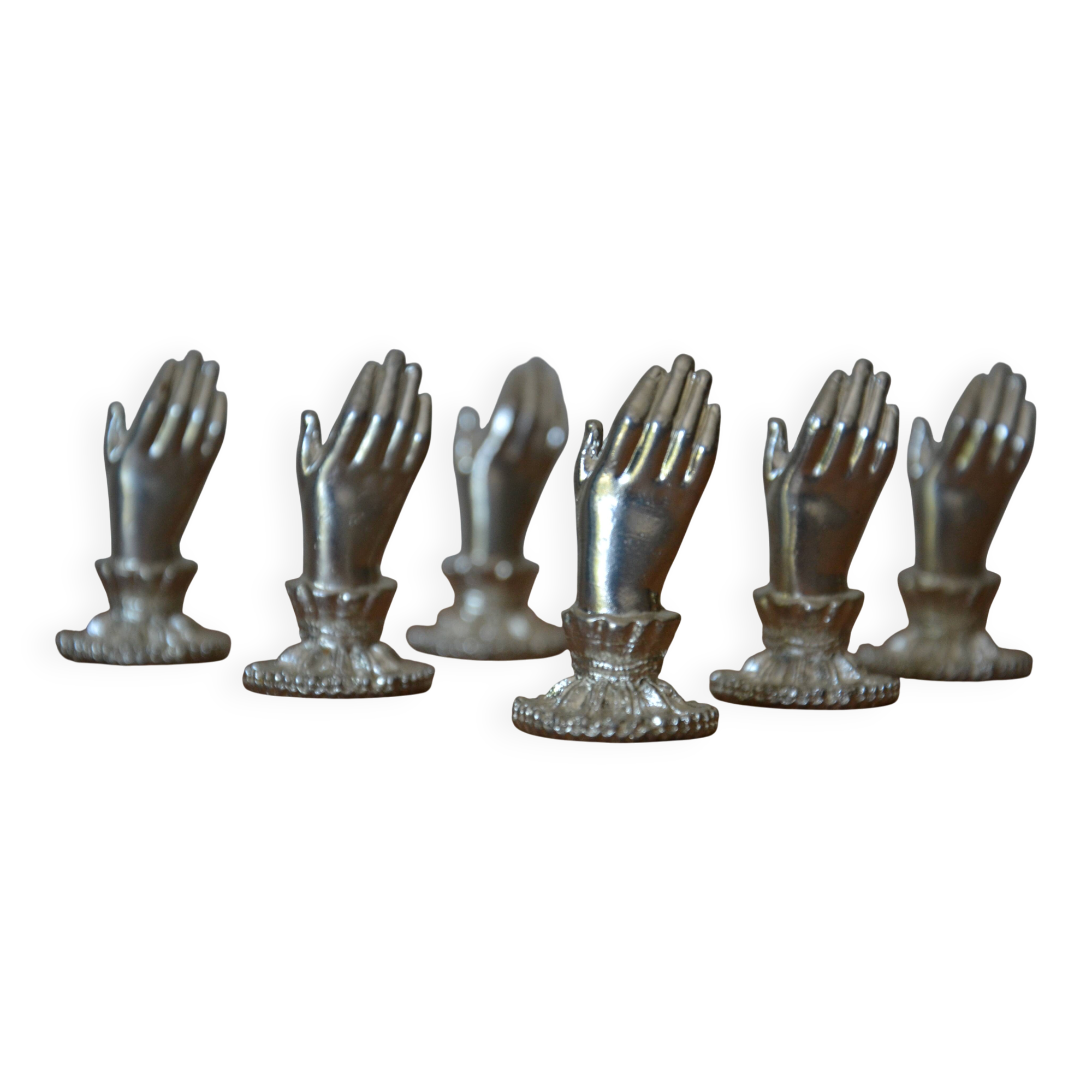 6 silver-plated menu holders A British production