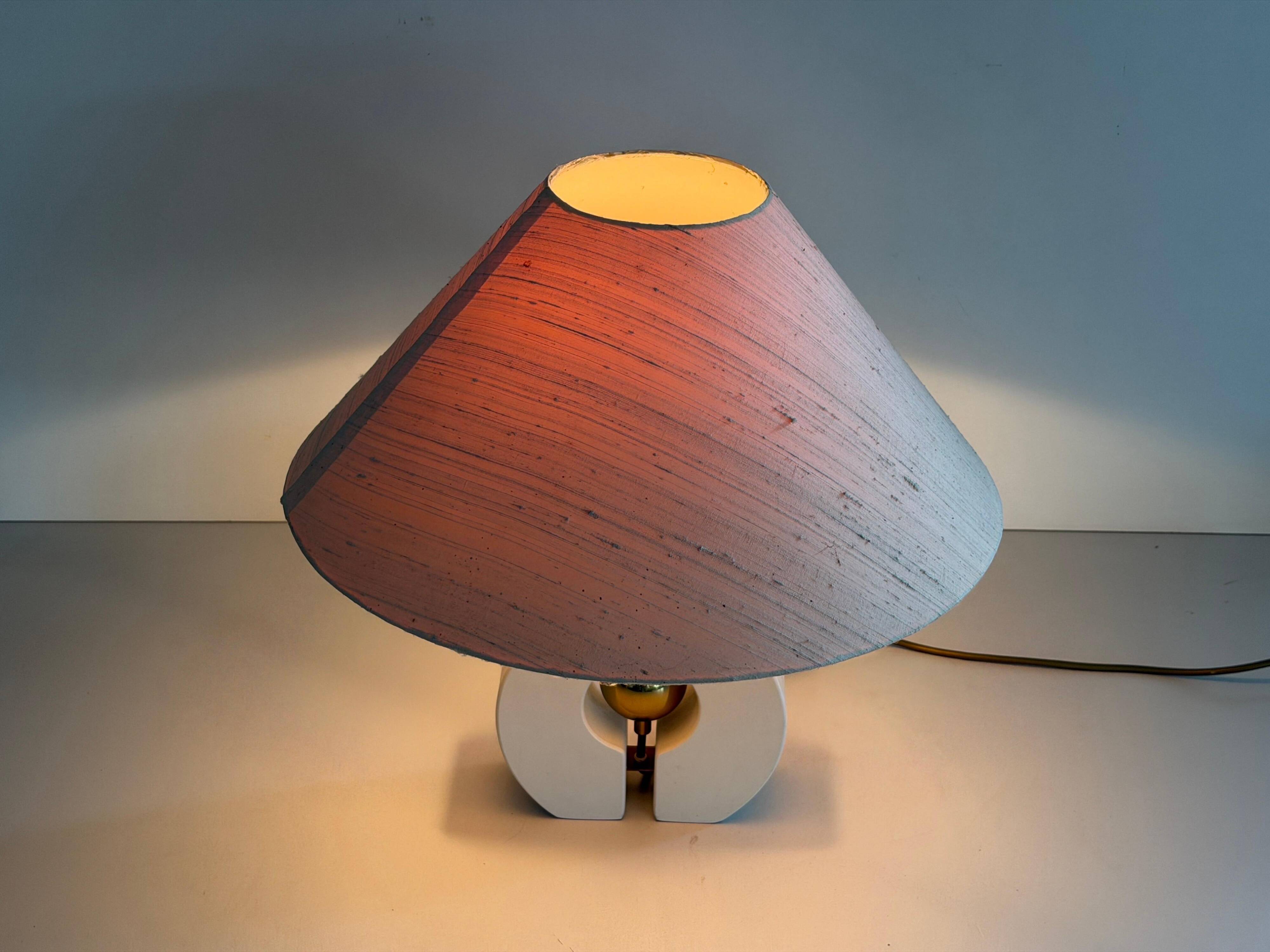 Wooden table lamp with fabric shade by Schröder & Co. Leuchten, 1960, Germany.