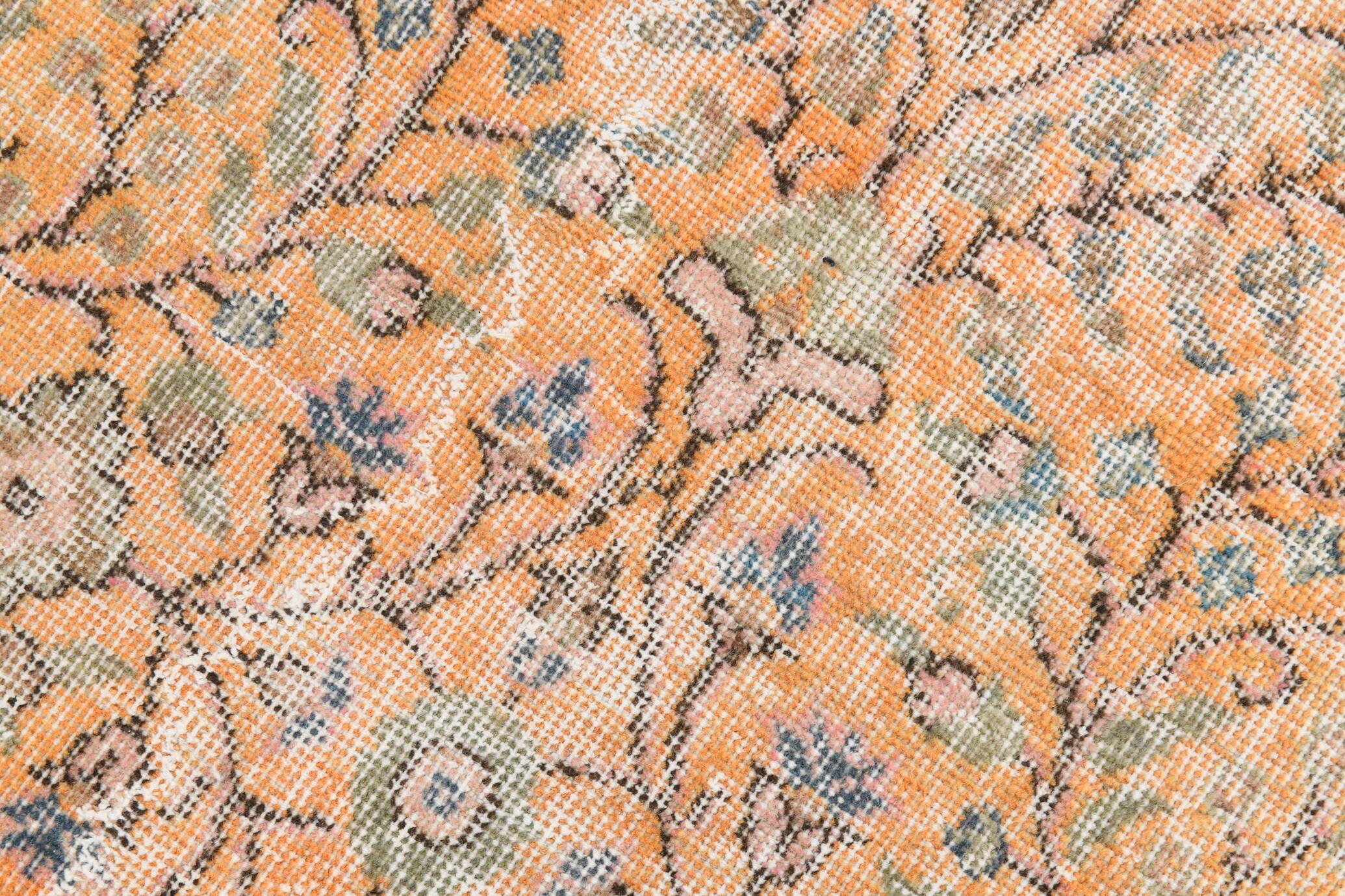 7x10 Pumpink Orange Large Vintage Rug 204x296Cm