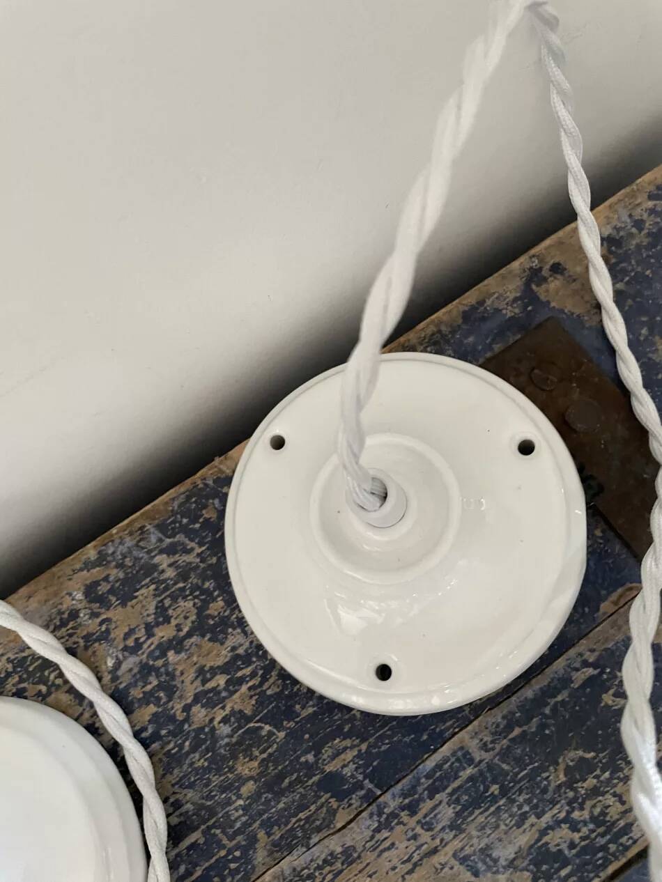 Set of three glass pendant lights of Scandinavian origin