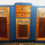 Buffet enfilade miroir art deco a motifs floral dessus marbre