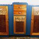 Sideboard Enfilade mirror Art Deco with floral motifs marble top