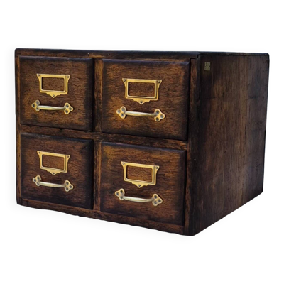 Meuble de métier en bois de chêne et laiton
