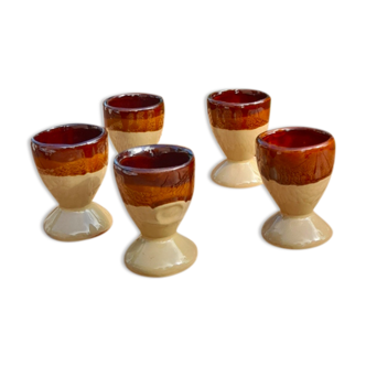 Set of 5 ceramic coquetles brown 2 tones, vintage