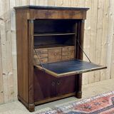 Empire period secretary in walnut, oak and black marble top