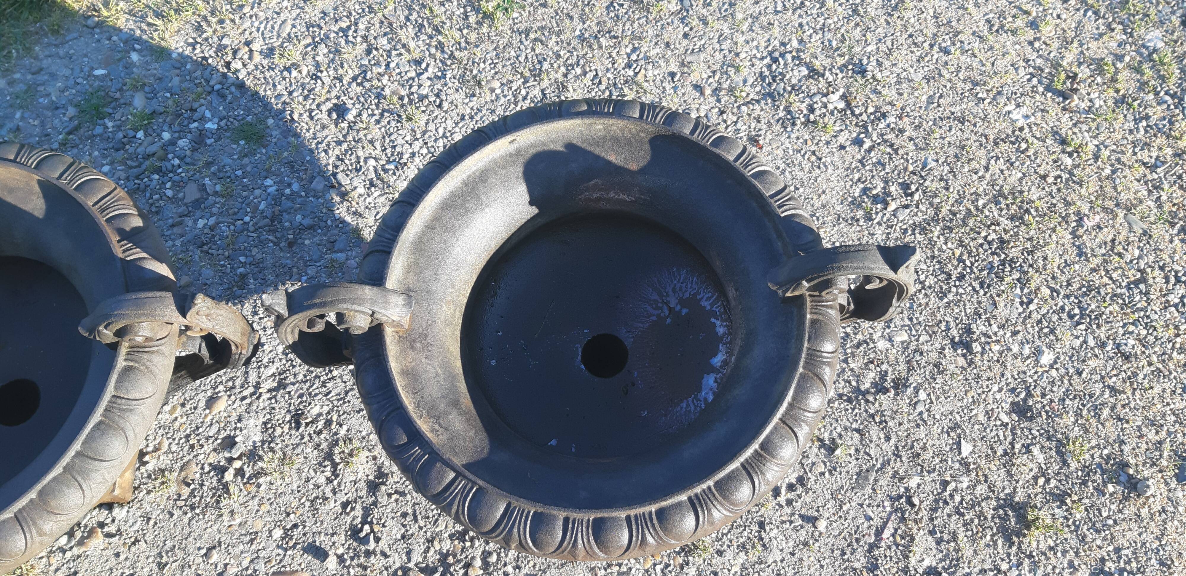 Pair of cast ear vases