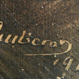 Magnificent painting HSC Marine Quiberon 1919 seaside Brittany sailboats