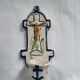 Old Faience Baptismal Font Enamelled Cross
