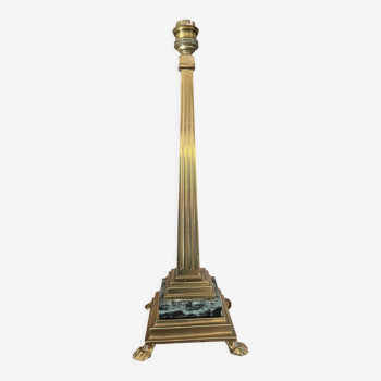 Lampe colonne en bronze doré et marbre 36cm