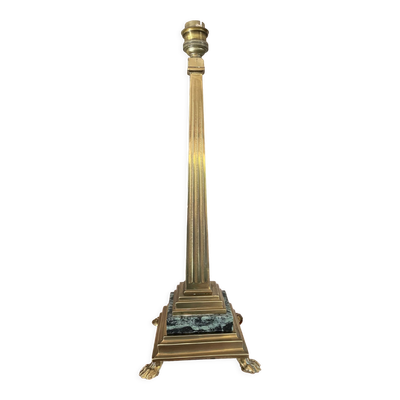 Lampe colonne en bronze doré et marbre 36cm
