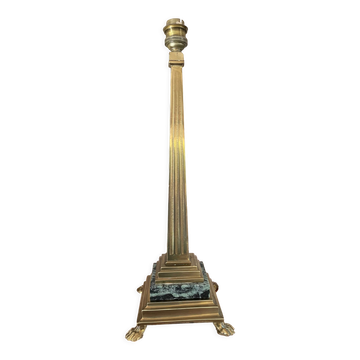 Lampe colonne en bronze doré et marbre 36cm