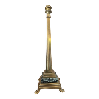 Lampe colonne en bronze doré et marbre 36cm