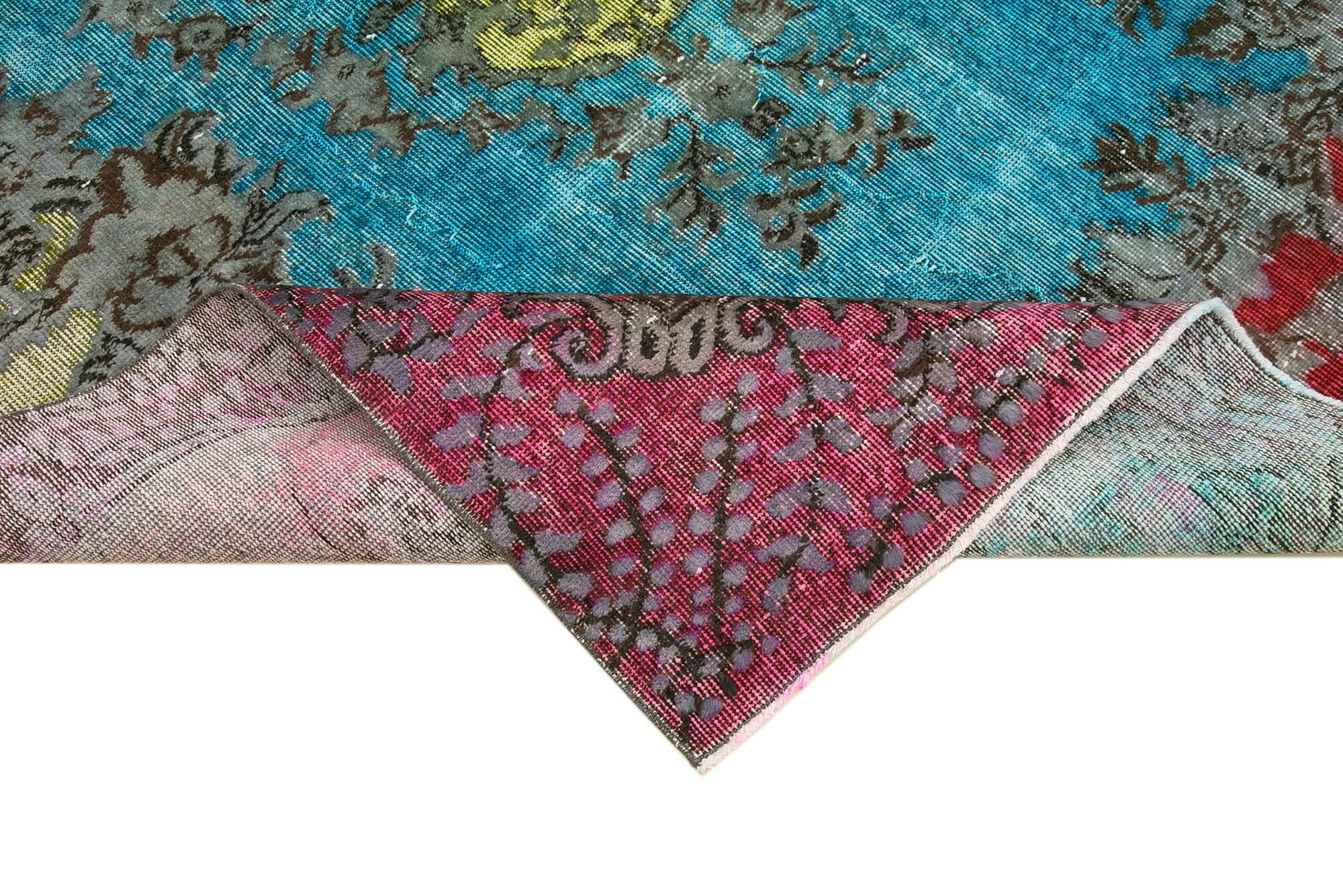Hand-knotted distressed oriental 1980s 180 cm x 280 cm multicolor carpet